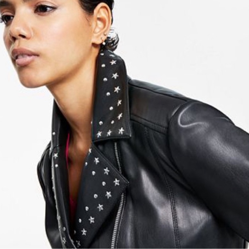 Bar III Black Star ⭐️ Studded Leather Jacket 🧥